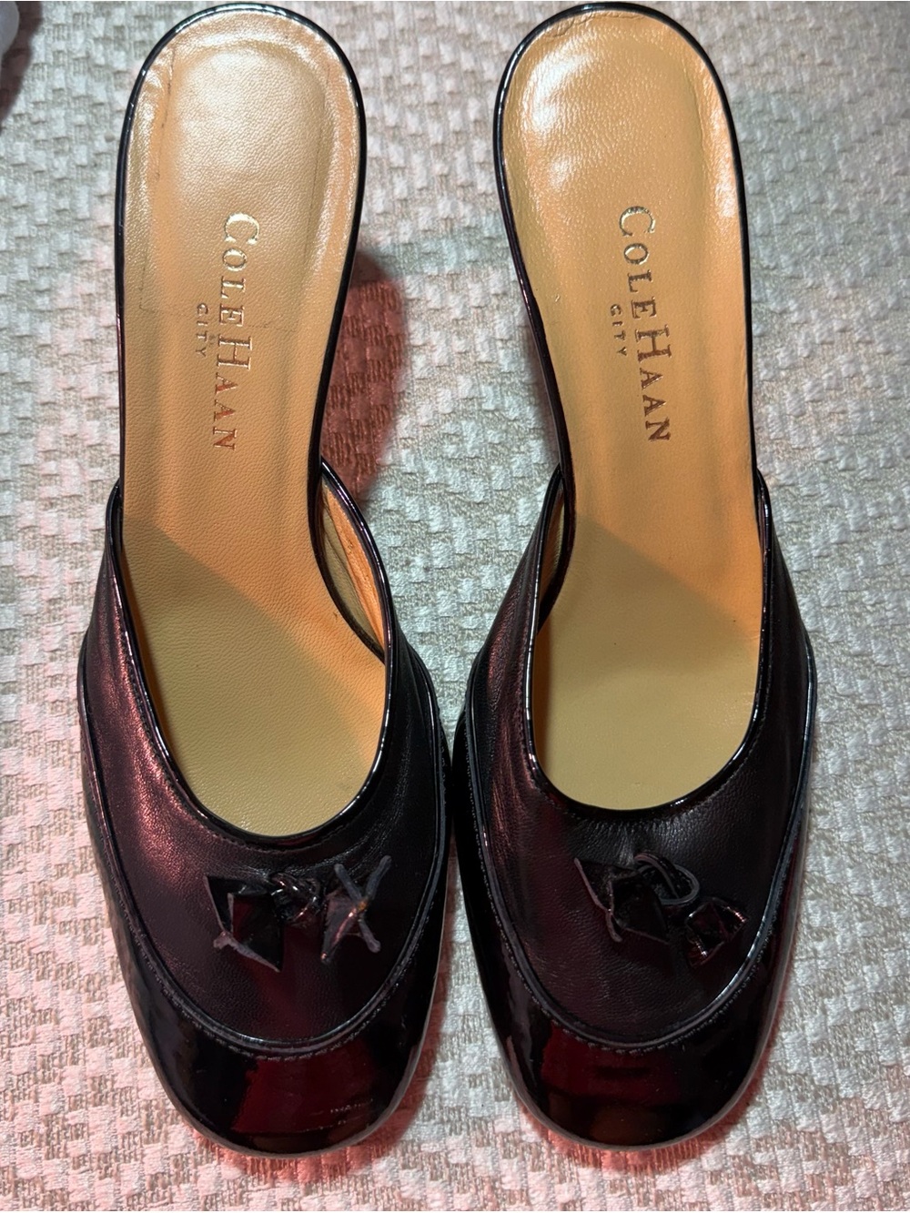 Cole Haan Black Patent Leather Slip-On Mules italian shoes